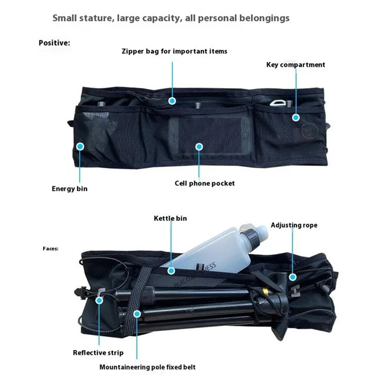 2309 Outdoor Sports Multiple Pockets Waist Bag Reflective Running Fanny Pack