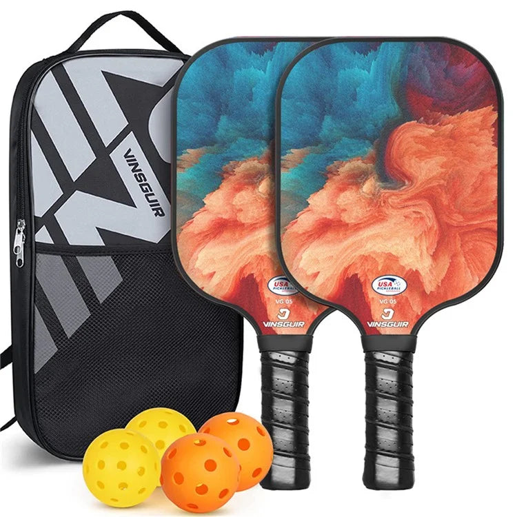 VINSGUIR 1 Pair Fiberglass Pickleball Rackets with 4 Balls and Storage Bag