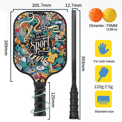 VINSGUIR 1 Pair Fiberglass Pickleball Rackets with 4 Balls and Storage Bag