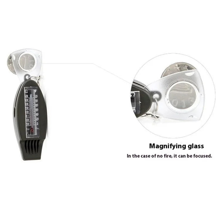 AOTU Multifunction 4 In 1 Survival Tool Whistle Compass Glass Magnifier Thermometer