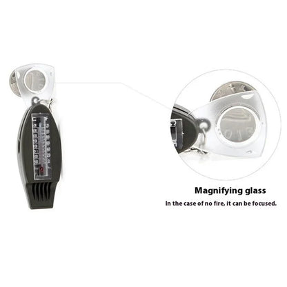 AOTU Multifunction 4 In 1 Survival Tool Whistle Compass Glass Magnifier Thermometer