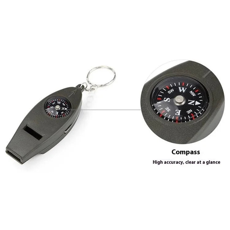 AOTU Multifunction 4 In 1 Survival Tool Whistle Compass Glass Magnifier Thermometer