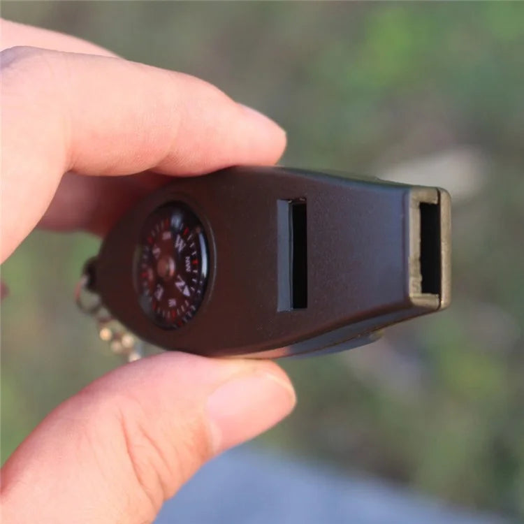 AOTU Multifunction 4 In 1 Survival Tool Whistle Compass Glass Magnifier Thermometer