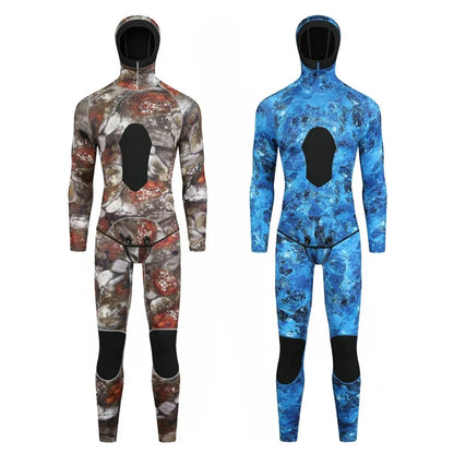 BLUE DIVE WDS-2089 3mm Neoprene Freediving Wetsuit Diving Suit Hooded Top Pants, Size: XXXL