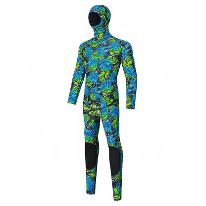 BLUE DIVE WDS-2089 3mm Neoprene Freediving Wetsuit Diving Suit Hooded Top Pants, Size: XXXL