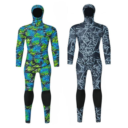 BLUE DIVE WDS-2089 3mm Neoprene Freediving Wetsuit Diving Suit Hooded Top Pants, Size: XXXL
