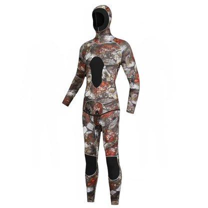BLUE DIVE WDS-2089 3mm Neoprene Freediving Wetsuit Diving Suit Hooded Top Pants, Size: XXXL