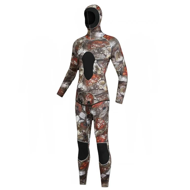BLUE DIVE WDS-2089 3mm Neoprene Freediving Wetsuit Diving Suit Hooded Top Pants, Size: XXL