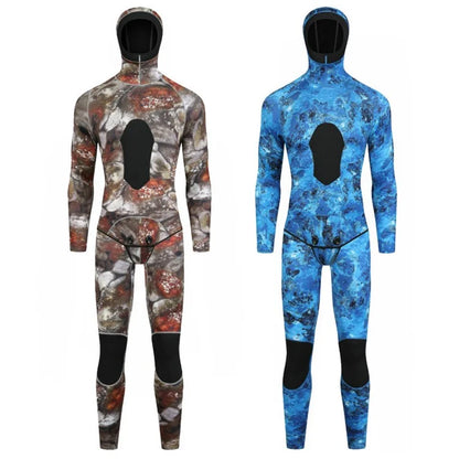 BLUE DIVE WDS-2089 3mm Neoprene Freediving Wetsuit Diving Suit Hooded Top Pants, Size: XL
