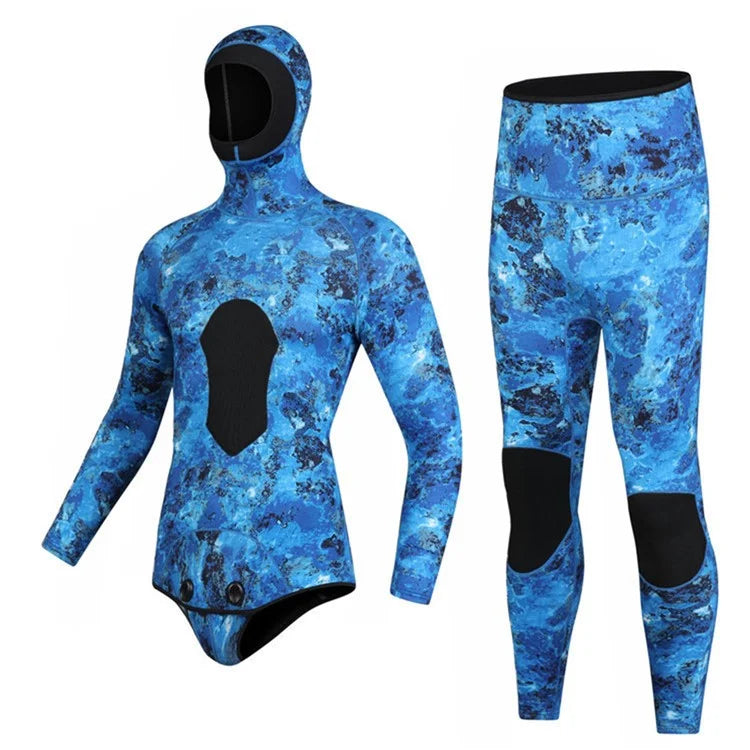 BLUE DIVE WDS-2089 3mm Neoprene Freediving Wetsuit Diving Suit Hooded Top Pants, Size: XL