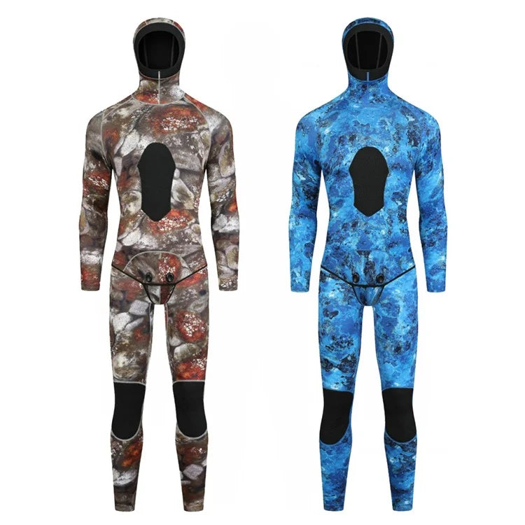 BLUE DIVE WDS-2089 3mm Neoprene Freediving Wetsuit Diving Suit Hooded Top Pants, Size: XL