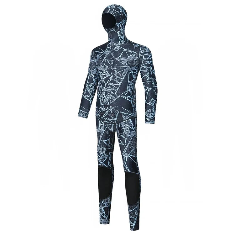 BLUE DIVE WDS-2089 3mm Neoprene Freediving Wetsuit Diving Suit Hooded Top Pants, Size: L