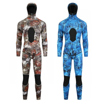 BLUE DIVE WDS-2089 3mm Neoprene Freediving Wetsuit Diving Suit Hooded Top Pants, Size: L