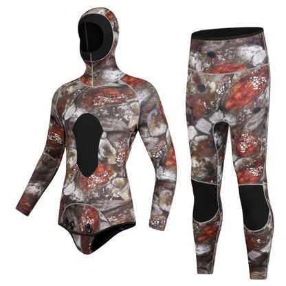 BLUE DIVE WDS-2089 3mm Neoprene Freediving Wetsuit Diving Suit Hooded Top Pants, Size: M