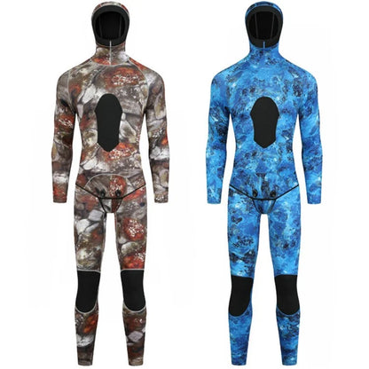BLUE DIVE WDS-2089 3mm Neoprene Freediving Wetsuit Diving Suit Hooded Top Pants, Size: M