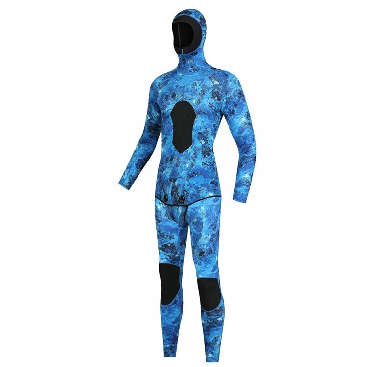BLUE DIVE WDS-2089 3mm Neoprene Freediving Wetsuit Diving Suit Hooded Top Pants, Size: M