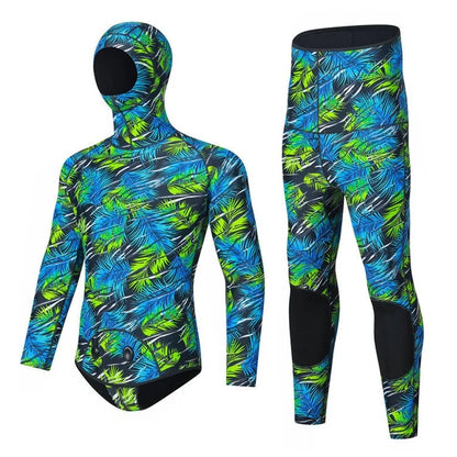 BLUE DIVE WDS-2089 3mm Neoprene Freediving Wetsuit Diving Suit Hooded Top Pants, Size: S