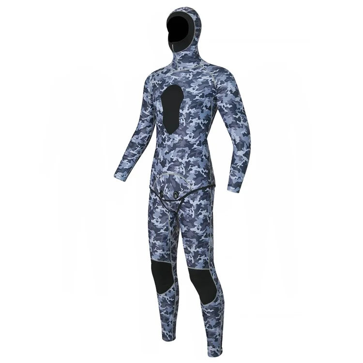 BLUE DIVE WDS-2089 3mm Neoprene Freediving Wetsuit Diving Suit Hooded Top Pants, Size: S