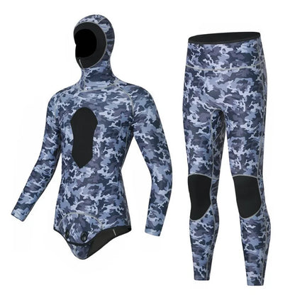 BLUE DIVE WDS-2089 3mm Neoprene Freediving Wetsuit Diving Suit Hooded Top Pants, Size: S