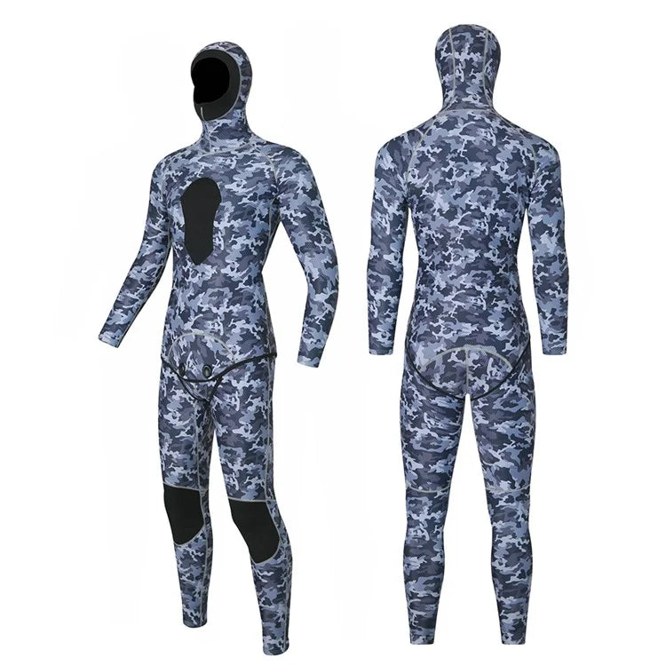 BLUE DIVE WDS-2089 3mm Neoprene Freediving Wetsuit Diving Suit Hooded Top Pants, Size: S