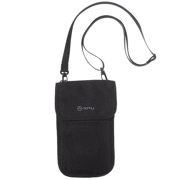 AOTU AT6938 Nylon Phone Passport Cards Storage Bag Outdoor Neck Hanging Crossbody Bag