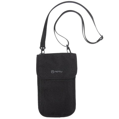 AOTU AT6938 Nylon Phone Passport Cards Storage Bag Outdoor Neck Hanging Crossbody Bag
