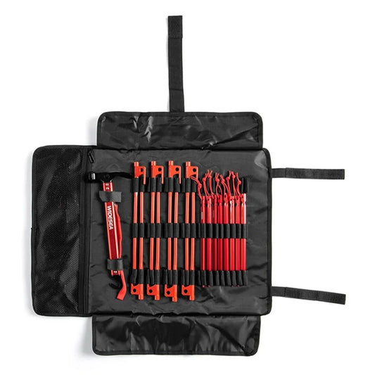 WIDESEA WSDD-S2 Outdoor Camping Tent Accessories Set Aluminum Alloy Hammer Ground Nail Wind Rope Storage Bag Kit - Red