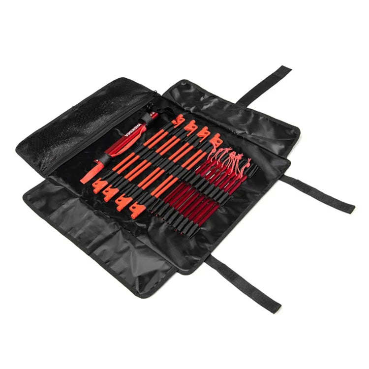 WIDESEA WSDD-S2 Outdoor Camping Tent Accessories Set Aluminum Alloy Hammer Ground Nail Wind Rope Storage Bag Kit - Red