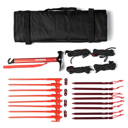WIDESEA WSDD-S2 Outdoor Camping Tent Accessories Set Aluminum Alloy Hammer Ground Nail Wind Rope Storage Bag Kit - Red