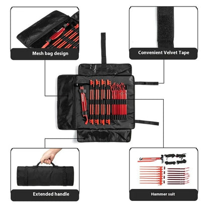 WIDESEA WSDD-S2 Outdoor Camping Tent Accessories Set Aluminum Alloy Hammer Ground Nail Wind Rope Storage Bag Kit - Red