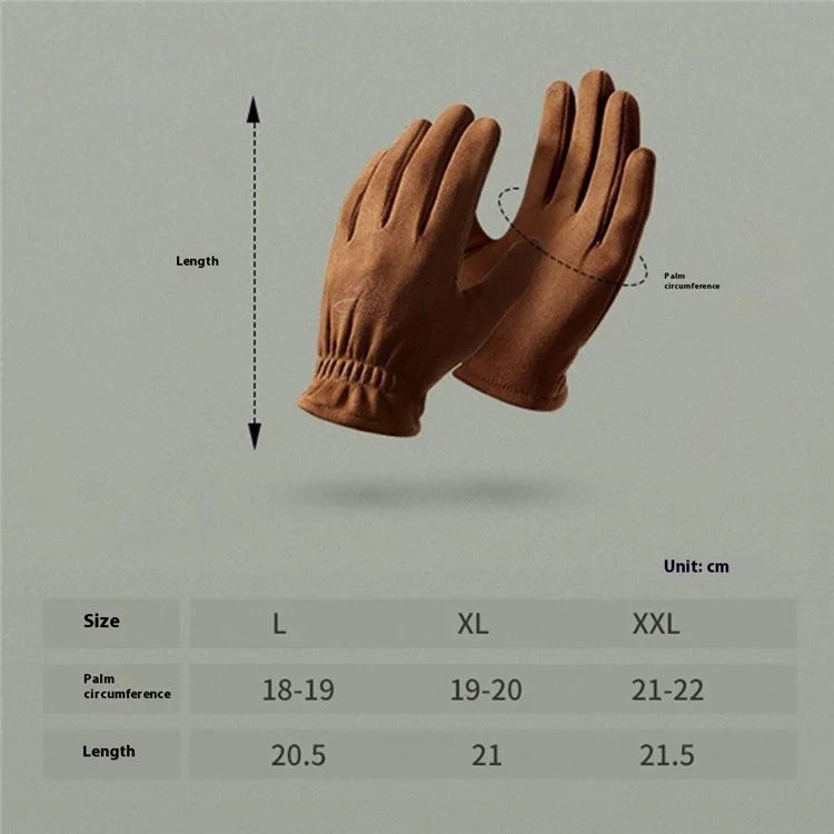 GOLOVEJOY DY55 1 Pair Men Suede Winter Cycling Gloves Touch Screen Full Finger Warm Gloves