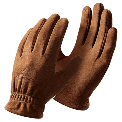 GOLOVEJOY DY55 1 Pair Men Suede Winter Cycling Gloves Touch Screen Full Finger Warm Gloves
