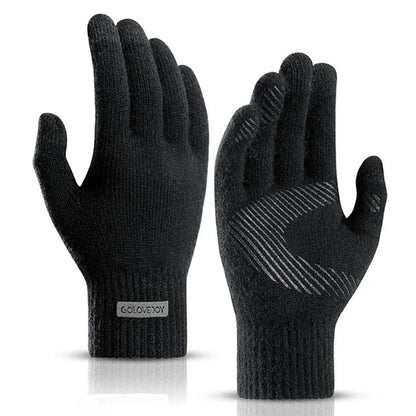 GOLOVEJOY DZ118 1 Pair Men Winter Outdoor Cycling Warm Gloves Windproof Touch Screen Full Finger Knitted Gloves