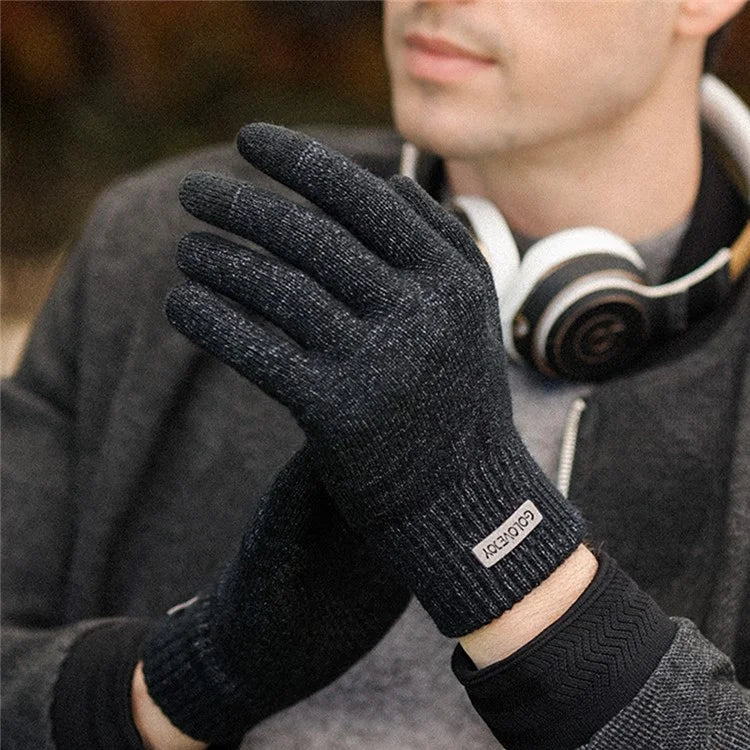 GOLOVEJOY DZ118 1 Pair Men Winter Outdoor Cycling Warm Gloves Windproof Touch Screen Full Finger Knitted Gloves