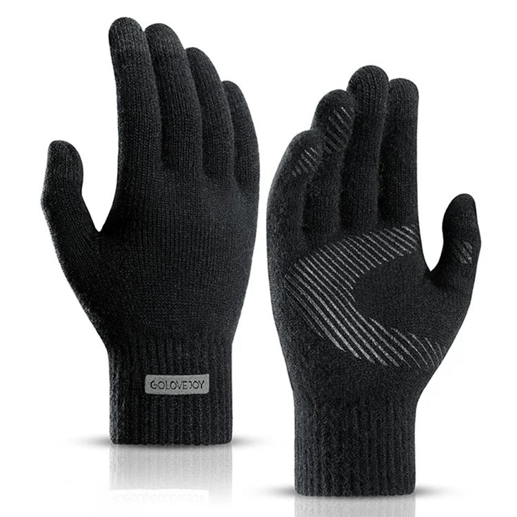 GOLOVEJOY DZ118 1 Pair Men Winter Outdoor Cycling Warm Gloves Windproof Touch Screen Full Finger Knitted Gloves