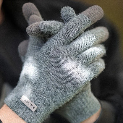 GOLOVEJOY DZ118 1 Pair Men Winter Outdoor Cycling Warm Gloves Windproof Touch Screen Full Finger Knitted Gloves