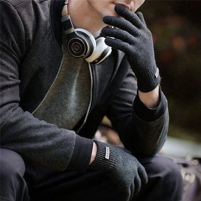 GOLOVEJOY DZ118 1 Pair Men Winter Outdoor Cycling Warm Gloves Windproof Touch Screen Full Finger Knitted Gloves