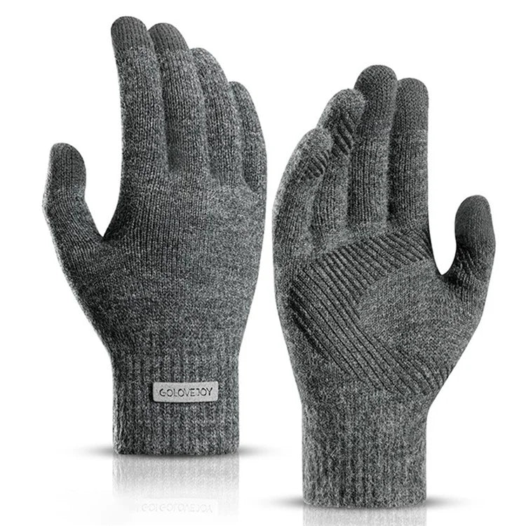 GOLOVEJOY DZ118 1 Pair Men Winter Outdoor Cycling Warm Gloves Windproof Touch Screen Full Finger Knitted Gloves