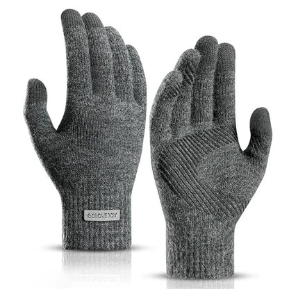 GOLOVEJOY DZ118 1 Pair Men Winter Outdoor Cycling Warm Gloves Windproof Touch Screen Full Finger Knitted Gloves