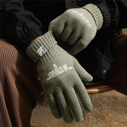 GOLOVEJOY DZ143 1 Pair Retro Winter Outdoor Cycling Warm Knitted Gloves Windproof Touch Screen Full Finger Gloves