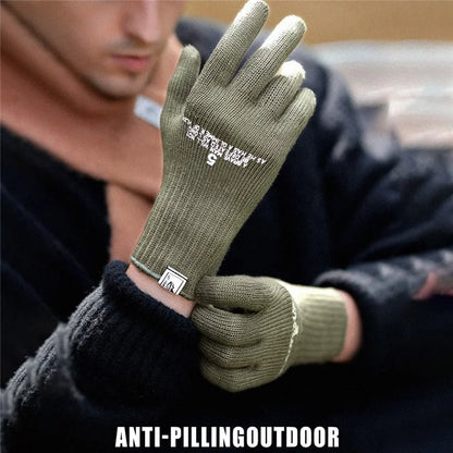 GOLOVEJOY DZ143 1 Pair Retro Winter Outdoor Cycling Warm Knitted Gloves Windproof Touch Screen Full Finger Gloves