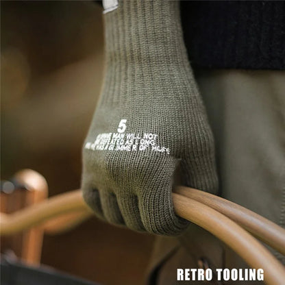 GOLOVEJOY DZ143 1 Pair Retro Winter Outdoor Cycling Warm Knitted Gloves Windproof Touch Screen Full Finger Gloves