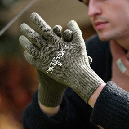GOLOVEJOY DZ143 1 Pair Retro Winter Outdoor Cycling Warm Knitted Gloves Windproof Touch Screen Full Finger Gloves