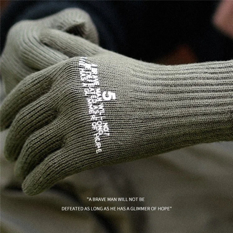 GOLOVEJOY DZ143 1 Pair Retro Winter Outdoor Cycling Warm Knitted Gloves Windproof Touch Screen Full Finger Gloves