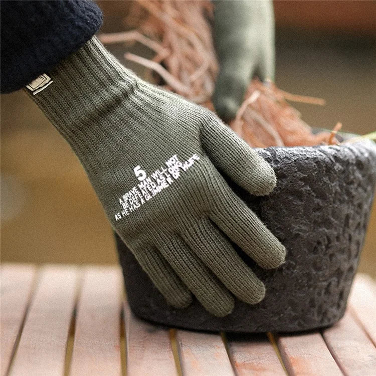 GOLOVEJOY DZ143 1 Pair Retro Winter Outdoor Cycling Warm Knitted Gloves Windproof Touch Screen Full Finger Gloves