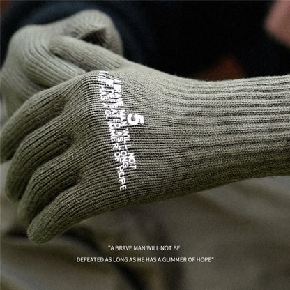GOLOVEJOY DZ143 1 Pair Retro Winter Outdoor Cycling Warm Knitted Gloves Windproof Touch Screen Full Finger Gloves