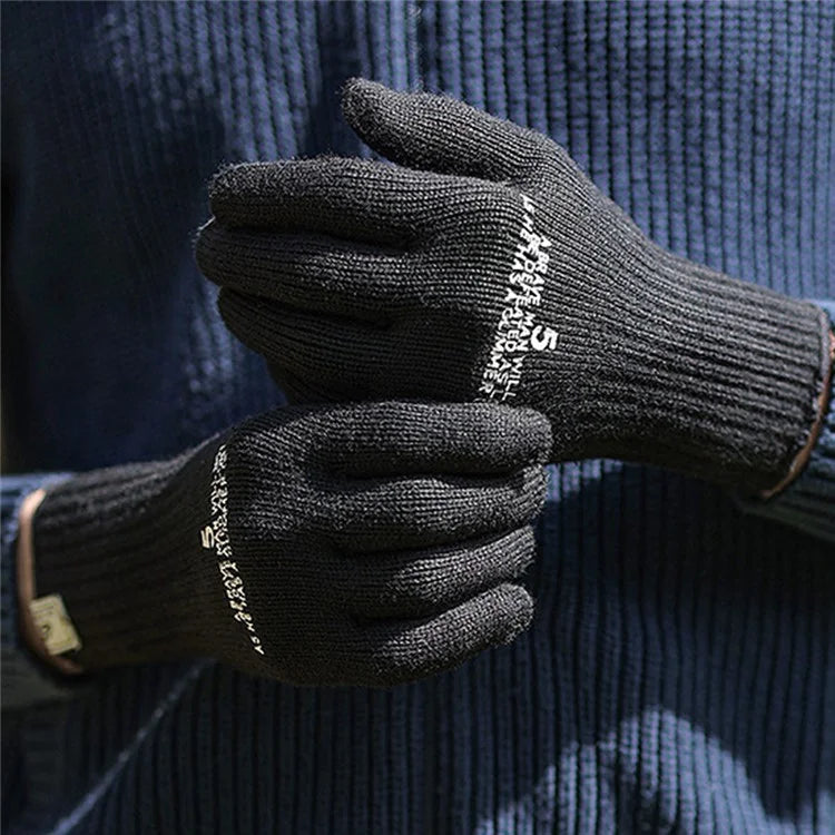 GOLOVEJOY DZ143 1 Pair Retro Winter Outdoor Cycling Warm Knitted Gloves Windproof Touch Screen Full Finger Gloves