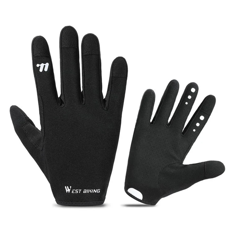 WEST BIKING YP0211260 1 Pair Outdoor Cycling Gloves Anti-Skid Breathable Touch Screen Full Finger Gloves