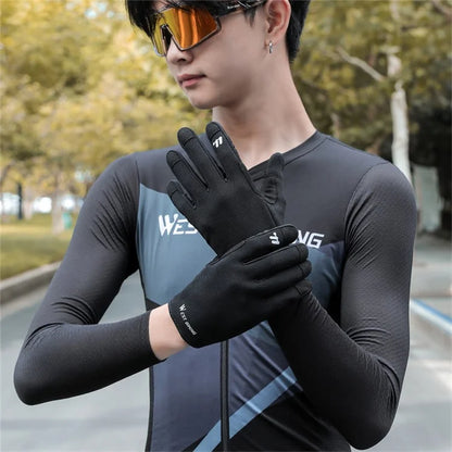 WEST BIKING YP0211260 1 Pair Outdoor Cycling Gloves Anti-Skid Breathable Touch Screen Full Finger Gloves