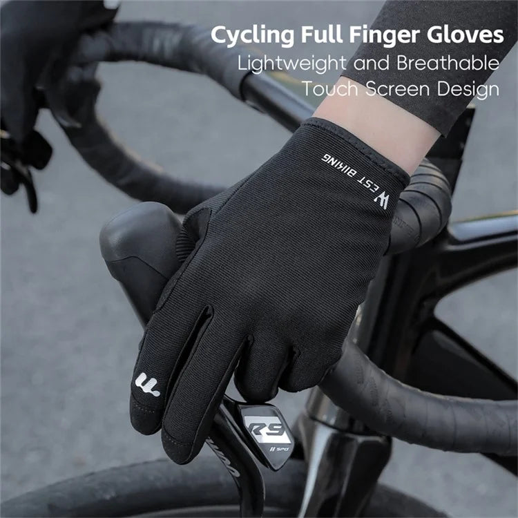 WEST BIKING YP0211260 1 Pair Outdoor Cycling Gloves Anti-Skid Breathable Touch Screen Full Finger Gloves